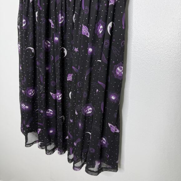 Hot Topic Dress Goth Medium Black Purple Mesh Celestial Space Sun Moon Stars - Picture 4 of 7